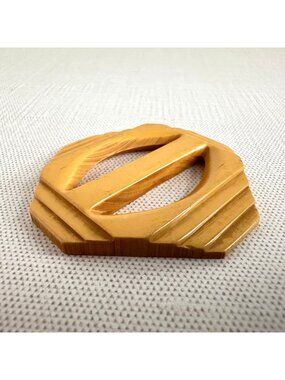 Art Deco Butterscotch Bakelite Slide Belt Buckle 2" x 2" For 1 1/4" Wide Sash Be